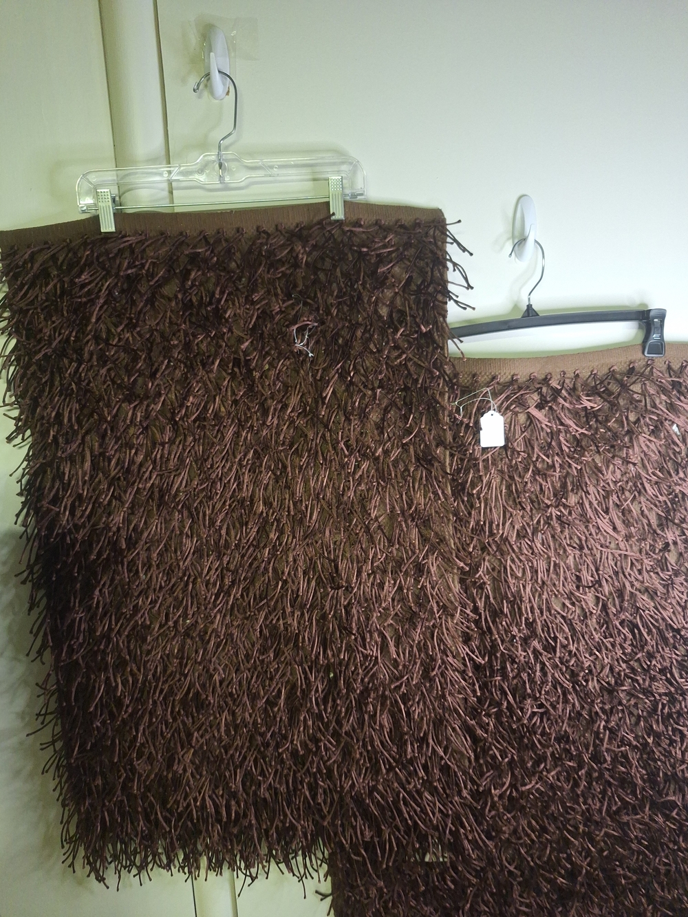 Pier 1- Two Brown Shaggy Fringe Rug Set 35" X 22"